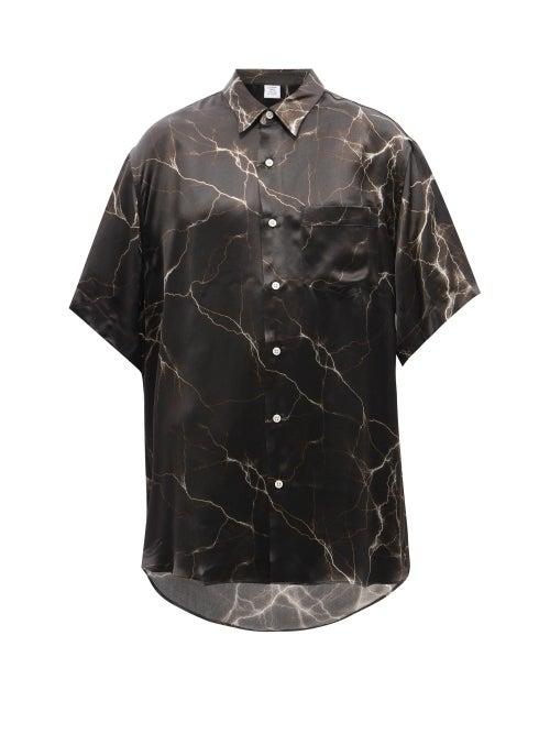 Ladies Rtw Vetements - Lightning-print Satin-twill Shirt - Womens - Black Multi