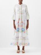 Charo Ruiz - Ganna Floral-print Cotton-blend Maxi Dress - Womens - White Multi