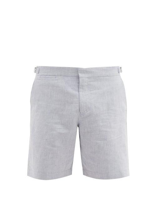 Matchesfashion.com Orlebar Brown - Norwich Slubbed Linen Blend Shorts - Mens - Blue