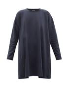 Eskandar - Longline Pima Cotton-jersey T-shirt - Womens - Dark Navy