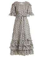 Lisa Marie Fernandez Ruffle-trimmed Floral-embroidered Cotton Dress