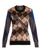 Matchesfashion.com Junya Watanabe - Argyle Checked Wool Knit Sweater - Womens - Grey Multi