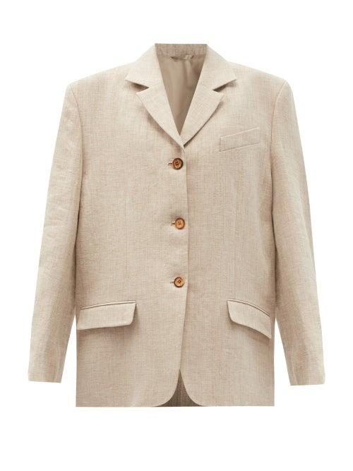 Matchesfashion.com Acne Studios - Single-breasted Hemp-blend Fil--fil Jacket - Womens - Beige