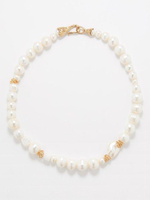 Anita Berisha - Milky Quartz Pearl & 12kt Gold-filled Necklace - Womens - Pearl