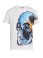 Matchesfashion.com Alexander Mcqueen - Skull Print Short Sleeve Cotton T Shirt - Mens - White Multi