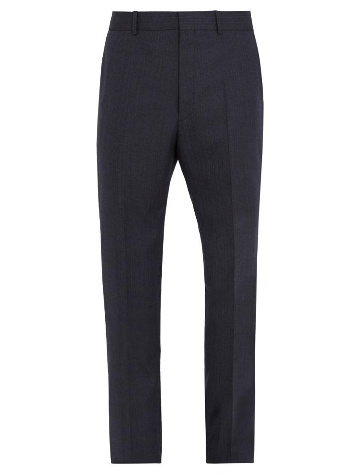 Balenciaga Straight-leg Striped Herringbone Wool Trousers
