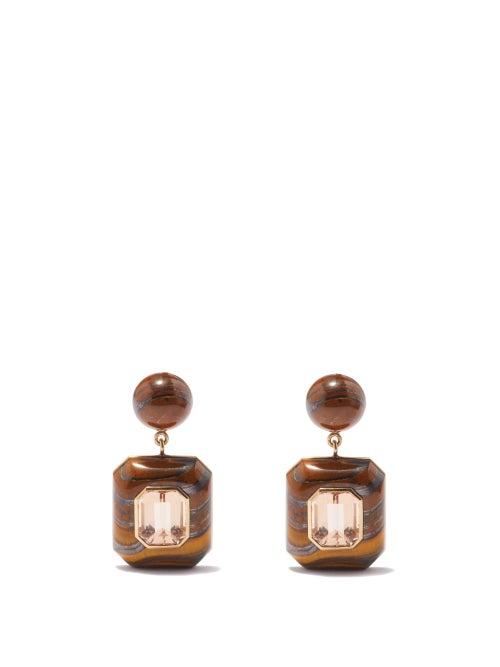Retrouvai - Lolliop Morganite & 14kt Gold Earrings - Womens - Brown