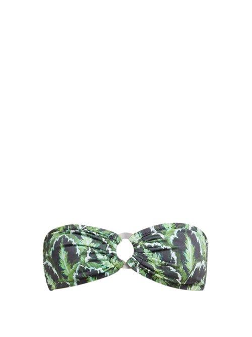Matchesfashion.com Reina Olga - Bandcamp Leaf Print Bandeau Bikini Top - Womens - Green Multi