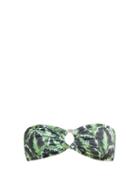 Matchesfashion.com Reina Olga - Bandcamp Leaf Print Bandeau Bikini Top - Womens - Green Multi