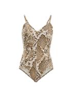 Matchesfashion.com Norma Kamali - Wonderwoman Mio Python Print Swimsuit - Womens - Grey Print