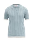Matchesfashion.com Orlebar Brown - Fairfield Striped Cotton-blend Polo Shirt - Mens - Light Blue