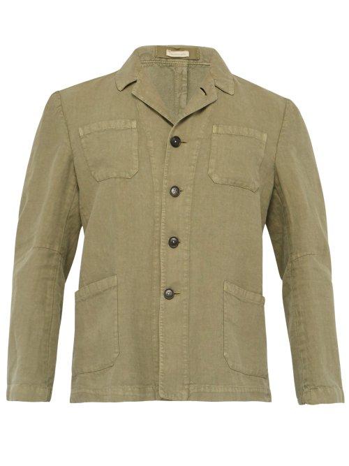 Matchesfashion.com Massimo Alba - Slubbed Linen Poplin Jacket - Mens - Green