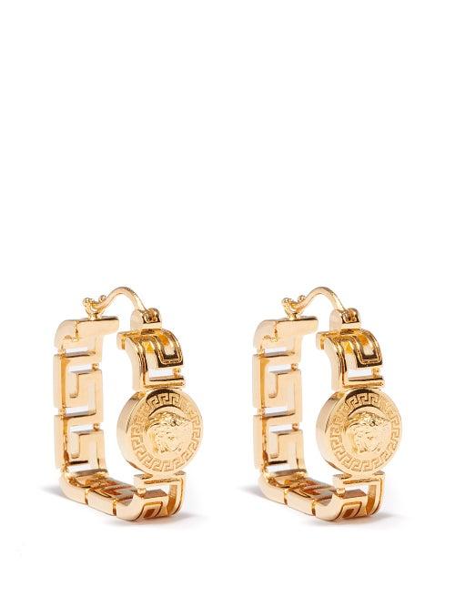 Versace - Medusa La Greca Hoop Earrings - Womens - Gold