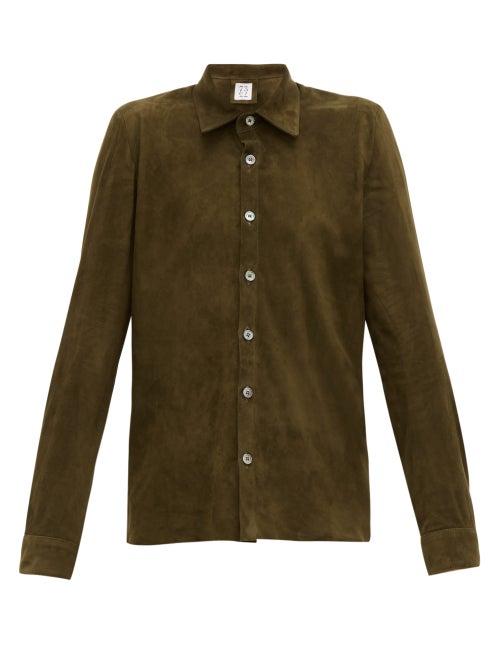 Matchesfashion.com 73 London - Suede Shirt - Mens - Green