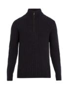 Iris Von Arnim High-neck Half-zip Ribbed Sweater