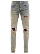 Amiri - Distressed Slim-leg Denim Jeans - Mens - Blue Multi