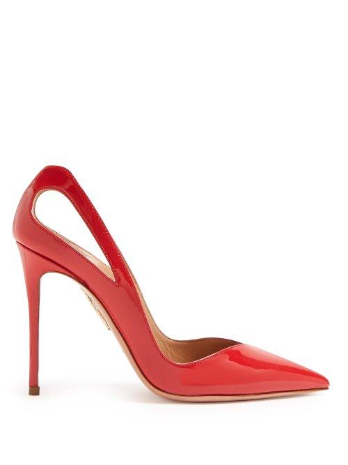 Matchesfashion.com Aquazzura - Shiva 105 Patent Leather Pumps - Womens - Red