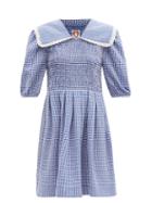 Matchesfashion.com Shrimps - Johann Cotton-blend Gingham Mini Dress - Womens - Blue