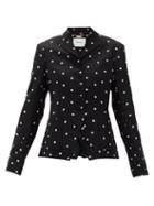 Matchesfashion.com Erdem - Tomasso Ditsy-embroidered Crepe Jacket - Womens - Black White