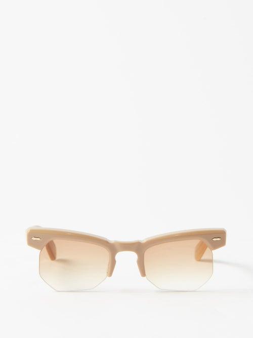 Jacques Marie Mage - Jean Half-rim Acetate Sunglasses - Womens - Beige Multi