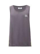 7 Days Active - Chief Logo-print Striped Mesh Running Tank Top - Mens - Grey Multi