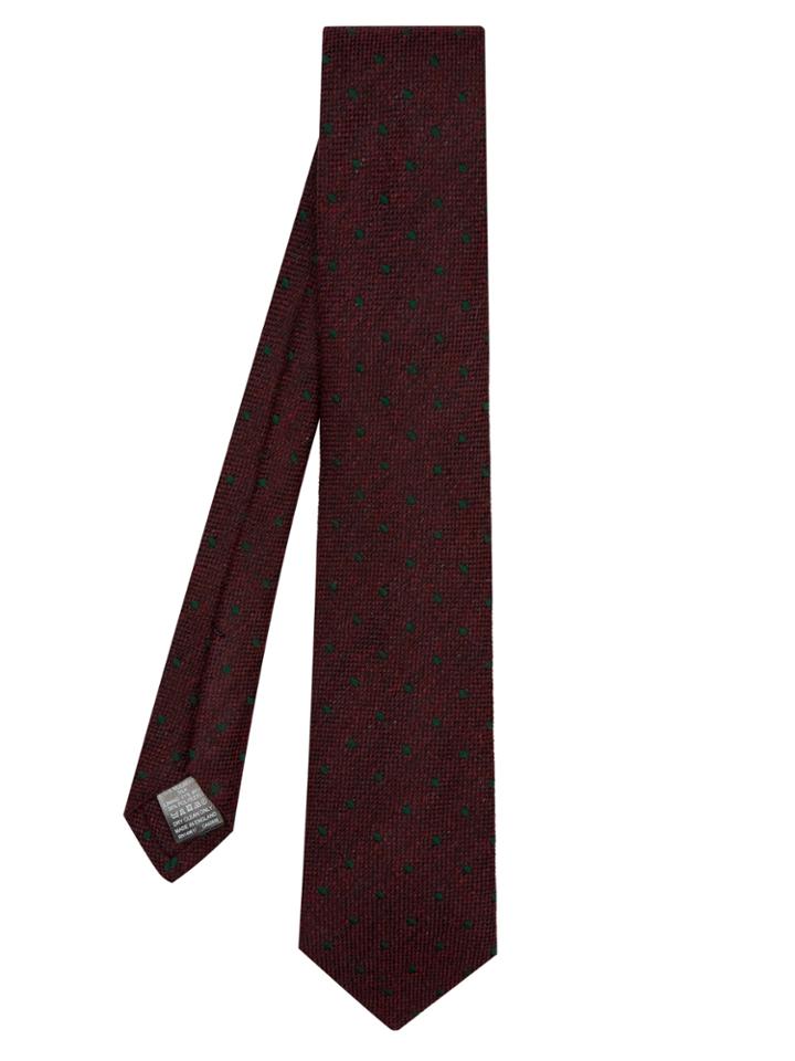 Dunhill Polka-dot Embroidered Wool And Silk-blend Tie