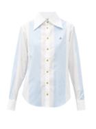 Matchesfashion.com Vivienne Westwood - Logo-embroidered Striped Cotton Shirt - Womens - Blue Stripe