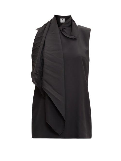 Matchesfashion.com Ann Demeulemeester - Scarf-neck Silk-satin Top - Womens - Black