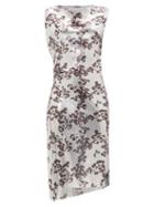 Matchesfashion.com Paco Rabanne - Cowl-neck Floral-print Chainmail Dress - Womens - Silver Multi