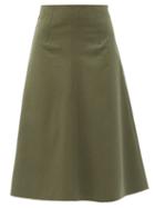 Matchesfashion.com Redvalentino - High-rise Cotton-blend A-line Skirt - Womens - Khaki