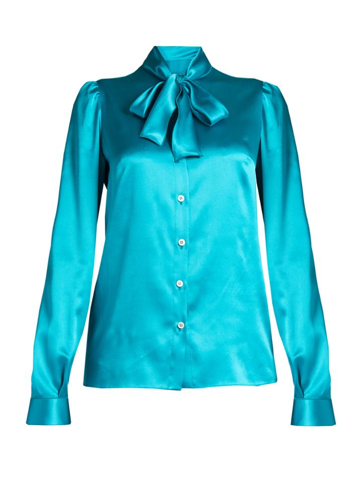 Dolce & Gabbana Tie-neck Long-sleeved Satin Blouse