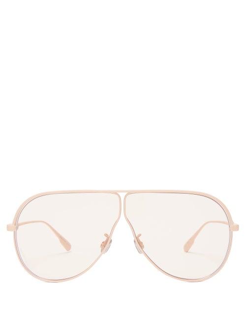 Matchesfashion.com Dior Eyewear - Diorcamp Navigator Rubber Coated Metal Sunglasses - Womens - Light Pink