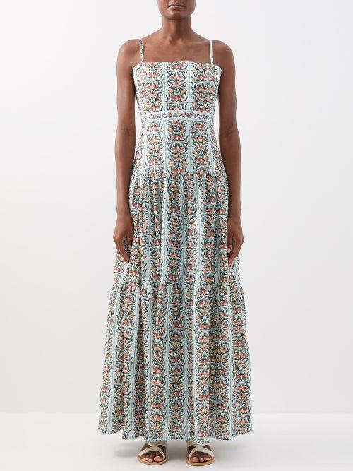 Agua By Agua Bendita - Lima Floral-print Cotton-poplin Maxi Dress - Womens - Blue Print