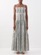 Agua By Agua Bendita - Lima Floral-print Cotton-poplin Maxi Dress - Womens - Blue Print