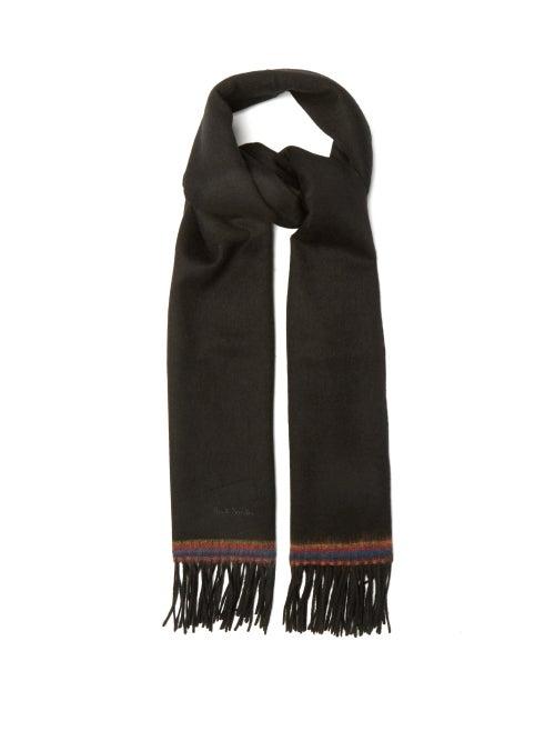 Paul Smith - Artist-stripe Fringed Wool Scarf - Mens - Black