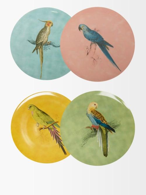 Les Ottomans - Set Of Four La Menagerie Porcelain Plates - Multi