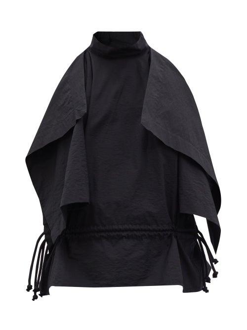 Matchesfashion.com Lemaire - Drawstring-waist Draped Cotton-blend Poplin Top - Womens - Black