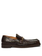 Matchesfashion.com Martine Rose - Square Toe Crocodile Effect Leather Loafers - Womens - Brown