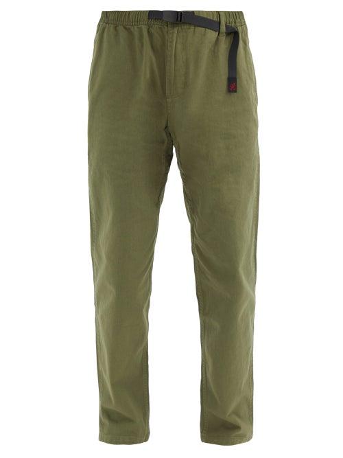 Matchesfashion.com Gramicci - Gramicci Belted Cotton Straight-leg Trousers - Mens - Green