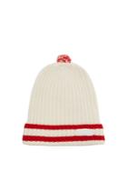 Prada Ribbed-knit Striped Wool-blend Pom-pom Hat