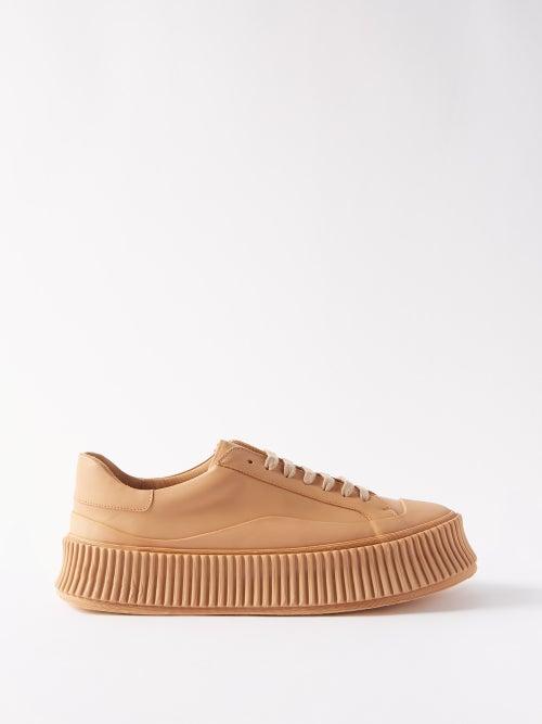 Jil Sander - Ribbed-sole Leather Trainers - Womens - Mid Nude