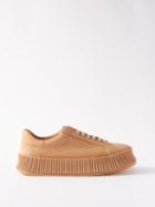 Jil Sander - Ribbed-sole Leather Trainers - Womens - Mid Nude