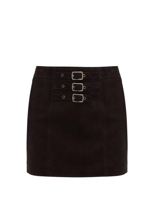 Matchesfashion.com Saint Laurent - High Rise Suede Mini Skirt - Womens - Black