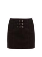 Matchesfashion.com Saint Laurent - High Rise Suede Mini Skirt - Womens - Black
