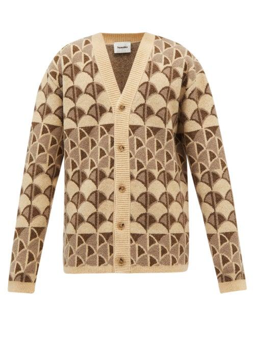 Nanushka - Milo V-neck Geometric-jacquard Knit Cardigan - Mens - Multi