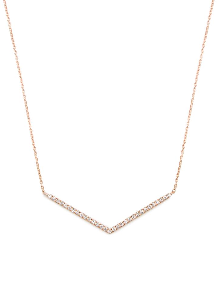Diane Kordas Diamond & Rose-gold Chevron Necklace