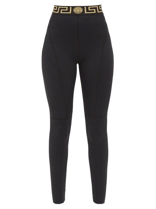 Versace - Logo-jacquard Jersey Leggings - Womens - Black