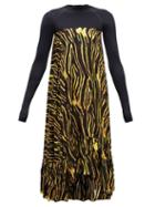 Matchesfashion.com Marine Serre - Abstract-print Satin Dress - Womens - Black Multi