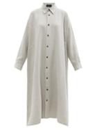 Matchesfashion.com Eskandar - Delave-dyed Linen-blend Shirt Dress - Womens - Light Grey