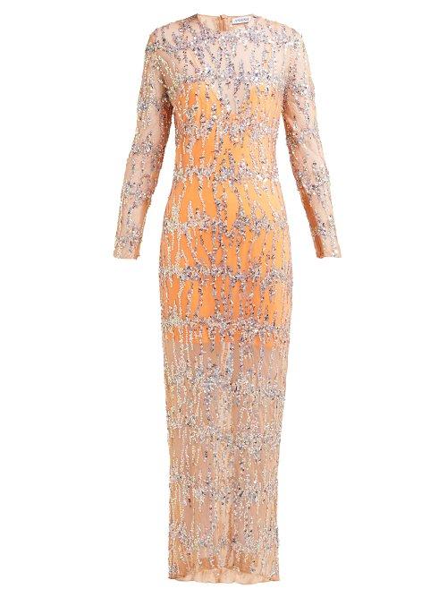 Matchesfashion.com Ashish - Sequinned Round Neck Maxi Dress - Womens - Beige